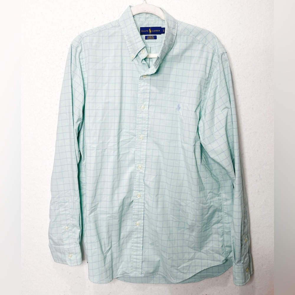 Polo Ralph Lauren Classic Fit Performance Long Sleeve Button Front Shirt Mint LG